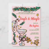 手描きお洒落のジャングルとクリスマスをミングル 招待状 (正面)