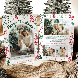 手描きお洒落アーチ写真メリークリスマス シーズンカード