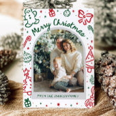 手描きお洒落アーチ写真メリークリスマス シーズンカード