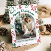 手描きお洒落アーチ写真メリークリスマス シーズンカード