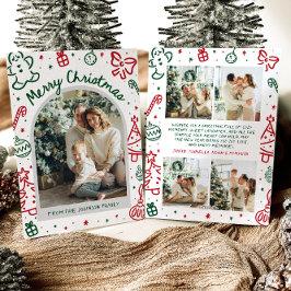 手描きお洒落アーチ写真メリークリスマス シーズンカード