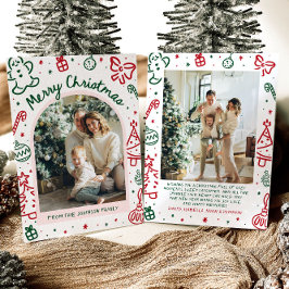 手描きお洒落アーチ写真メリークリスマス シーズンカード