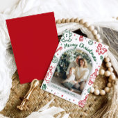 手描きお洒落アーチ写真メリークリスマス シーズンカード