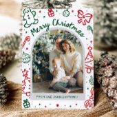 手描きお洒落アーチ写真メリークリスマス シーズンカード