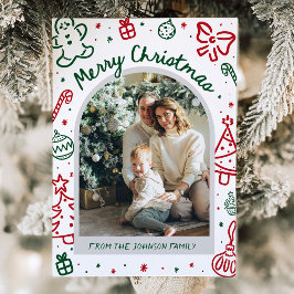 手描きお洒落アーチ写真メリークリスマス シーズンカード