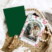 手描きお洒落アーチ写真メリークリスマス シーズンカード