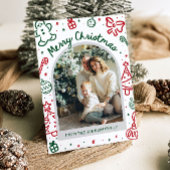 手描きお洒落アーチ写真メリークリスマス シーズンカード