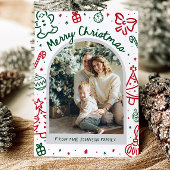 手描きお洒落アーチ写真メリークリスマス シーズンカード