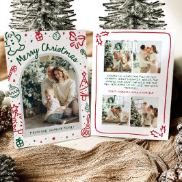 手描きお洒落アーチ写真メリークリスマス シーズンカード