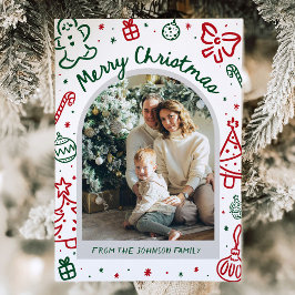 手描きお洒落アーチ写真メリークリスマス シーズンカード