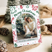 手描きお洒落アーチ写真メリークリスマス シーズンカード