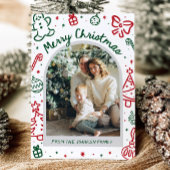 手描きお洒落アーチ写真メリークリスマス シーズンカード