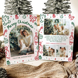 手描きお洒落アーチ写真メリークリスマス シーズンカード
