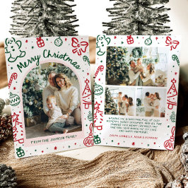 手描きお洒落アーチ写真メリークリスマス シーズンカード