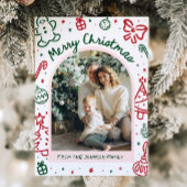 手描きお洒落アーチ写真メリークリスマス シーズンカード