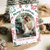 手描きお洒落アーチ写真メリークリスマス シーズンカード