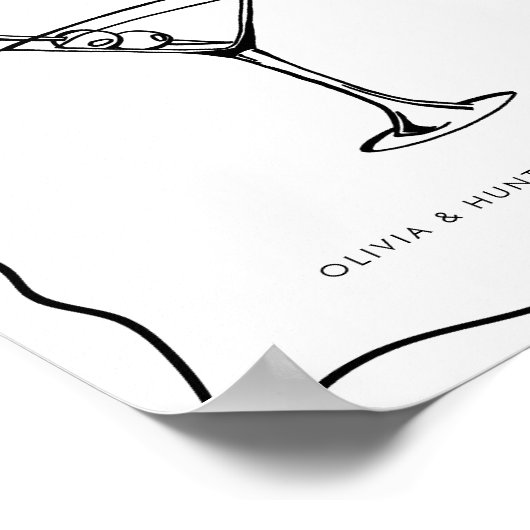 手描きお洒落イラストレーションマルティーニバー標識 ポスター (角)