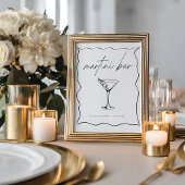 手描きお洒落イラストレーションマルティーニバー標識 ポスター