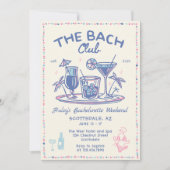 手描きお洒落カクテルバチェロレッテ週末 招待状 (正面)