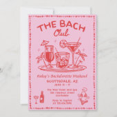 手描きお洒落カクテルバチェロレッテ週末 招待状 (正面)