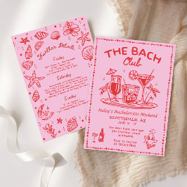 手描きお洒落カクテルバチェロレッテ週末 招待状