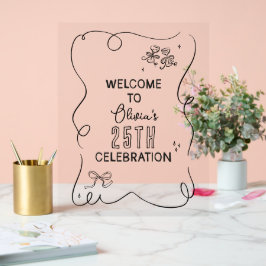 手描きお洒落クリームカクテルお祝い アクリルサイン