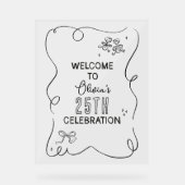 手描きお洒落クリームカクテルお祝い アクリルサイン (正面)