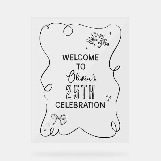 手描きお洒落クリームカクテルお祝い アクリルサイン (正面)