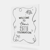 手描きお洒落クリームカクテルお祝い アクリルサイン (傾斜)