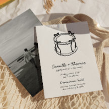 手描きお洒落ケーキ写真結婚式招待状