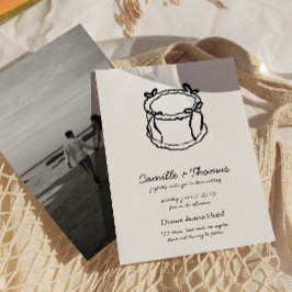 手描きお洒落ケーキ写真結婚式招待状 セーブザデート