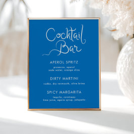 手描きお洒落シェルブルーカクテルバー ポスター