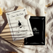 手描きお洒落シャンパンタワー日付を保存 招待状