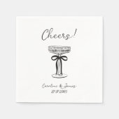 手描きお洒落シャンパントーストと弓 スタンダードカクテルナプキン (正面)