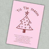 手描きお洒落ツリー赤ピンククリスマスパーティー 招待状