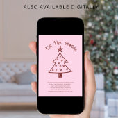 手描きお洒落ツリー赤ピンククリスマスパーティー 招待状