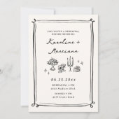 手描きお洒落ドードルリハーサルディナー 招待状 (正面)