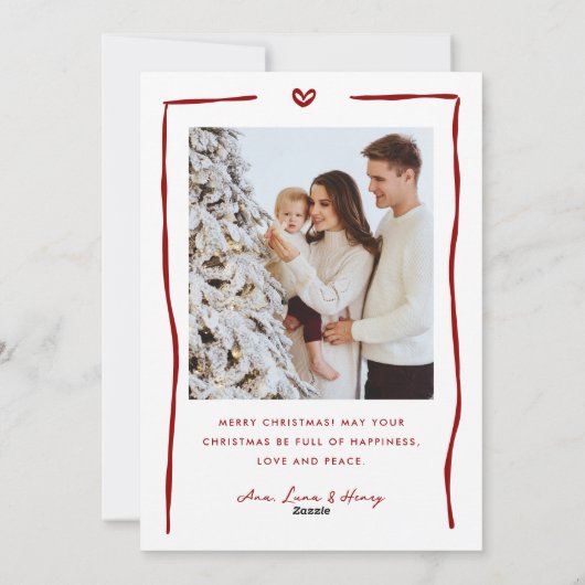 手描きお洒落ドードルリースクリスマスフォト シーズンカード (裏面)