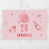 手描きお洒落バースデードリンクパーティー スパークリングワインラベル (シングルラベル)