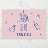 手描きお洒落バースデードリンクパーティー スパークリングワインラベル (シングルラベル)