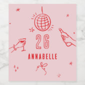 手描きお洒落バースデードリンクパーティー ワインラベル (シングルラベル)