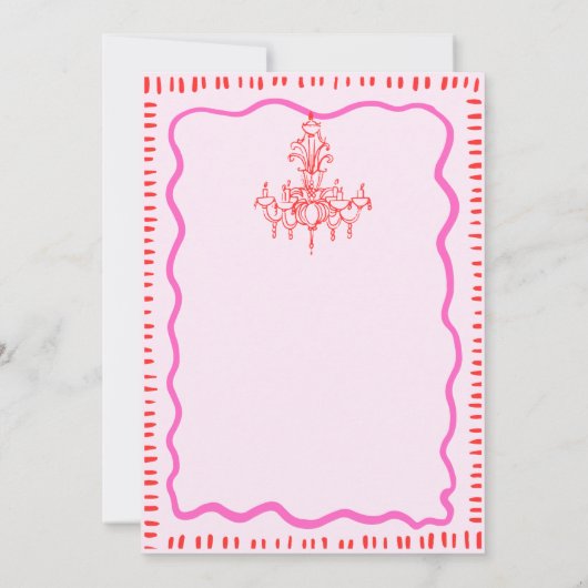 手描きお洒落ピンクウェーブリハーサルディナー 招待状 (裏面)