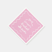 手描きお洒落ピンクホワイトボウブライダルシャワー スタンダードカクテルナプキン (角)
