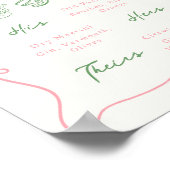 手描きお洒落ピンク&グリーンのシグネチャードリンク ポスター (角)