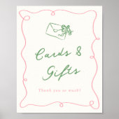 手描きお洒落ピンク&グリーンカード&ギフト ポスター (正面)