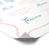 手描きお洒落ピンク&ブルーのシグネチャードリンク ポスター (角)