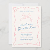 手描きお洒落ピンク&ブルーブライダルシャワー 招待状 (正面)