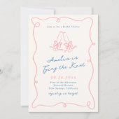 手描きお洒落ピンク&ブルーブライダルシャワー 招待状 (正面)