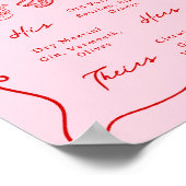 手描きお洒落ピンク&レッドのシグネチャードリンク ポスター (角)