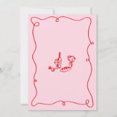 手描きお洒落ピンク&レッドリハーサルディナー 招待状 (裏面)